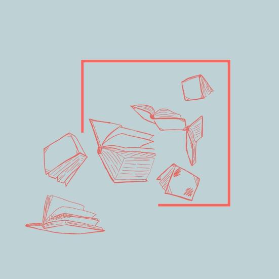 Bøger der falder dalende ned.