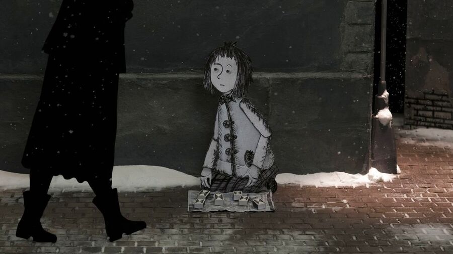 Still fra filmen "Den lille pige med svovlstikkerne"