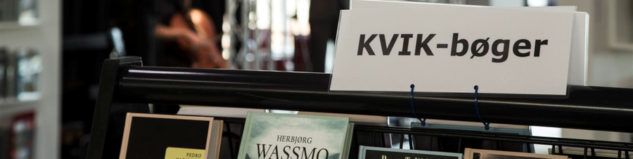 Foto af skilt, hvor der står KVIK-bøger
