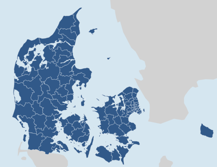 Trap Danmarks interaktive kort over Danmark