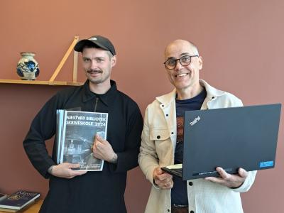 Erik og Martin underviser på Skriveskolen. Fotokreditering: Næstved Bibliotek og Borgerservice