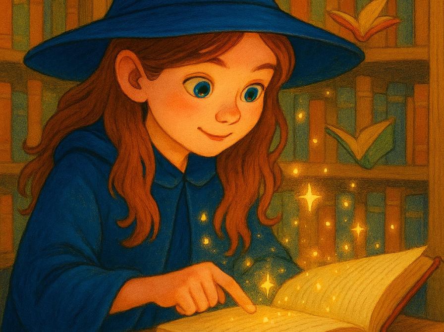 Læs og Tegn og hekse. Billede genereret med kunstig intelligens